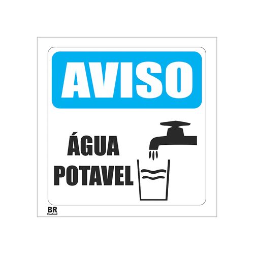 Placa Sinalização Água Potável 20x20cm BR Controll