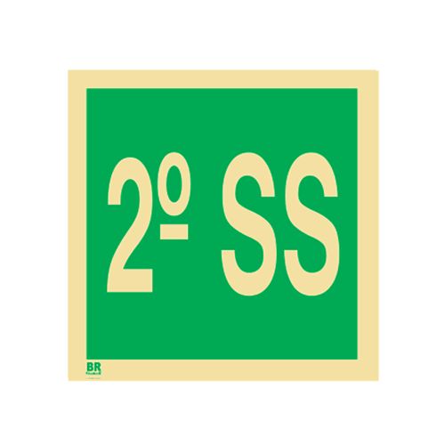 Placa 2º Subsolo S17 15X15cm Fotoluminescente BRCONTROLL