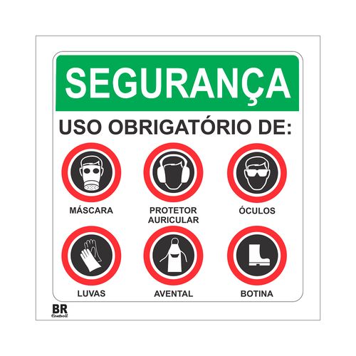Placa Uso Obrigatório de Epi's 20X20Cm BR Controll