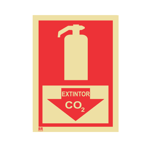 Placa Extintor CO² Seta 15X20cm Fotoluminescente BRCONTROLL