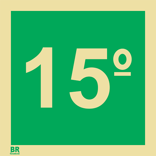 Placa 15º Andar S17 15X15cm Fotoluminescente BRCONTROLL