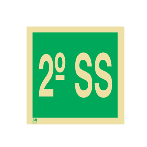 Placa 2º Subsolo S17 15X15cm Fotoluminescente BRCONTROLL