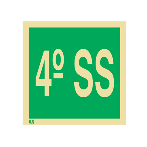Placa 4º Subsolo S17 15x15cm Fotoluminescente BRCONTROLL