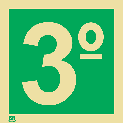 Placa 3º Andar S17 15x15cm Fotoluminescente BRCONTROLL