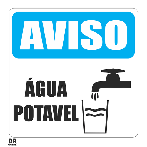 Placa Sinalização Água Potável 20x20cm BR Controll