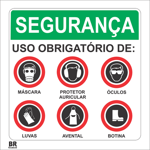 Placa Uso Obrigatório de Epi's 20X20Cm BR Controll