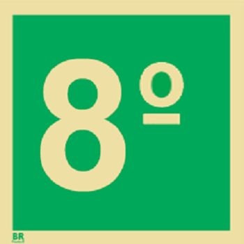 Placa 8º Andar S17 15x15cm Fotoluminescente BRCONTROLL