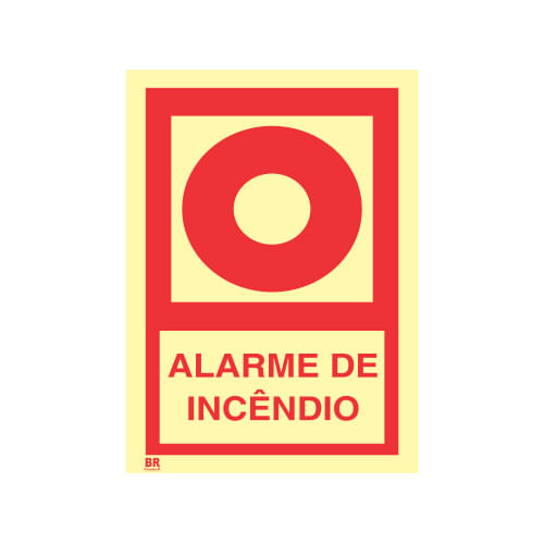 Placa Alarme de Incêndio E2 15X20cm Fotoluminescente BRCONTROLL