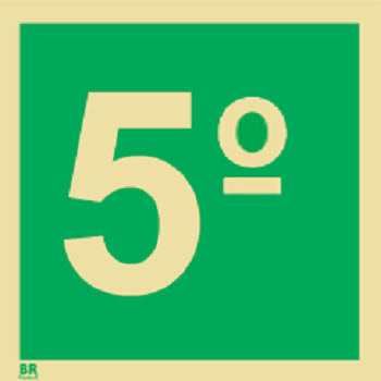 Placa 5º Andar S17 15X15cm Fotoluminescente BRCONTROLL