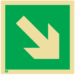 Placa Seta Diagonal Direita E16 20x20cm Fotoluminescente BRCONTROLL
