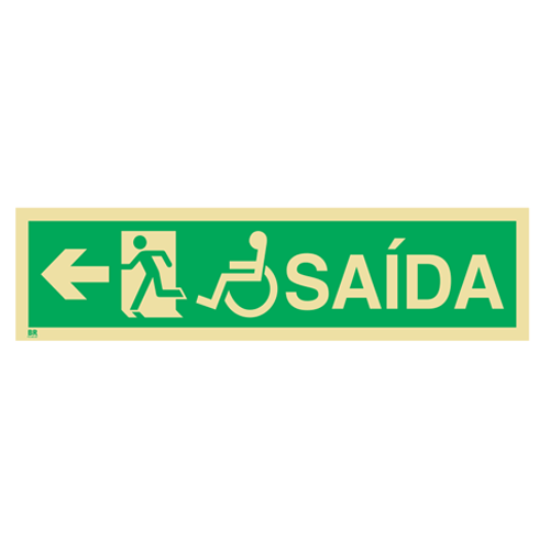 Placa Saída com Rampa S16 12x30cm Fotoluminescente BRCONTROLL