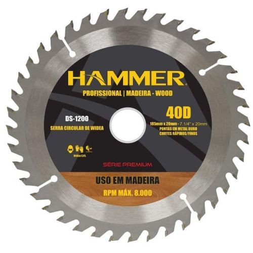 Disco de Serra Circular 7.1/4" x 40 Dentes Hammer