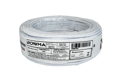 Cabo Flexível 2,5mm 100 Metros Branco Rowma