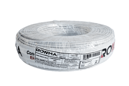 Cabo Flexível 6mm 100 Metros Branco Rowma