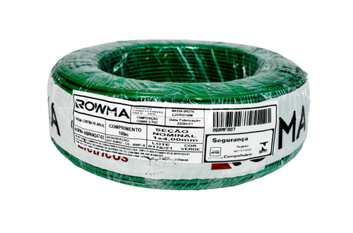 Cabo Flexível 4mm 100 Metros Verde Rowma