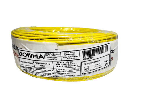 Cabo Flexível 2,5mm 100 Metros Amarelo Rowma