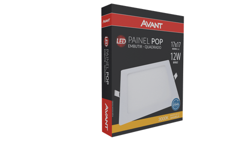 Painel Led Embutir Quadrado 12W 3000K Bivolt Avant