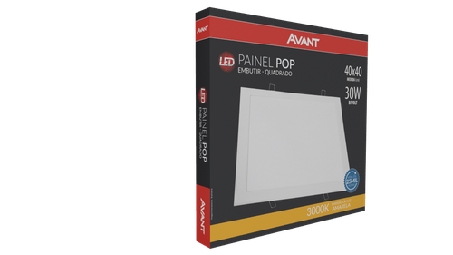 Painel Led Embutir Quadrado 30W 3000K Bivolt Avant