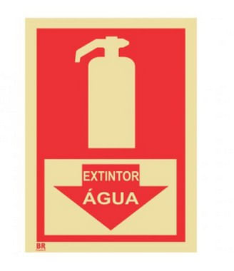 Placa Extintor Água Seta 15X20cm Fotoluminescente BRCONTROLL