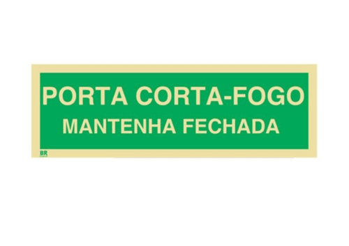 Placa Porta Corta-Fogo Mantenha Fechada M4 12X24cm Fotoluminescente BRCONTROLL