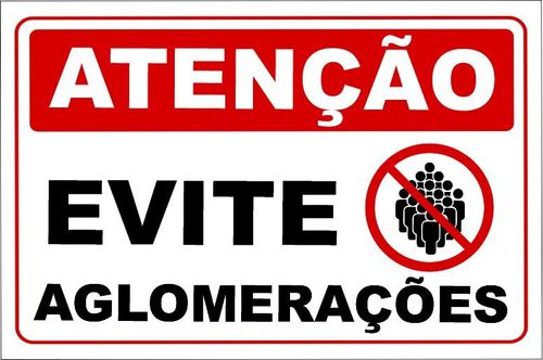 Placa Covid-19 Evite Aglomerações 20x30cm