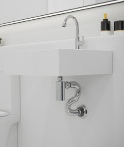 Sifão Copo Universal PVC Cromado para Lavatório Blukit