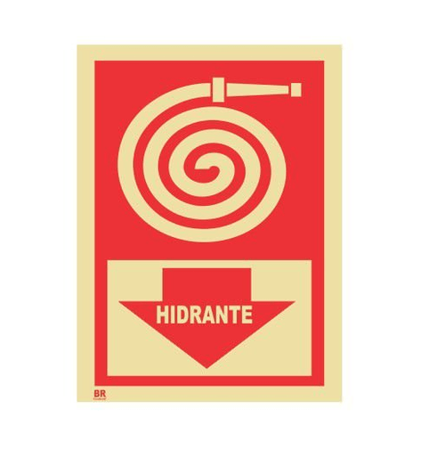Placa Fotoluminescente Mangueira de Hidrante 15x20cm BR Controll