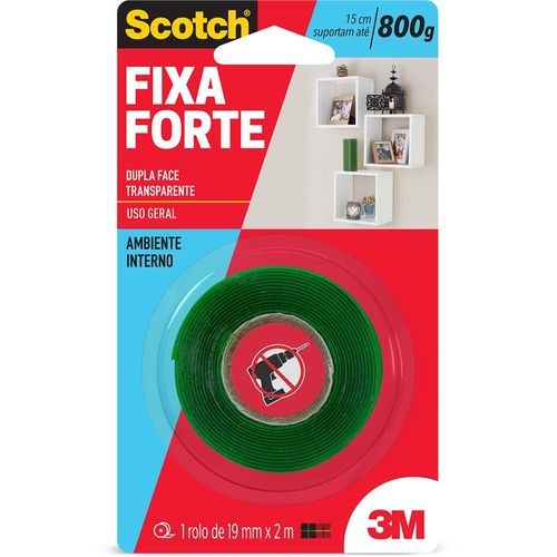 Fita Dupla Face Transparente Fixa Forte 19mmX2m 3M