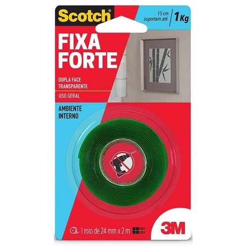 Fita Dupla Face 24mm x 2m Transparente 3M