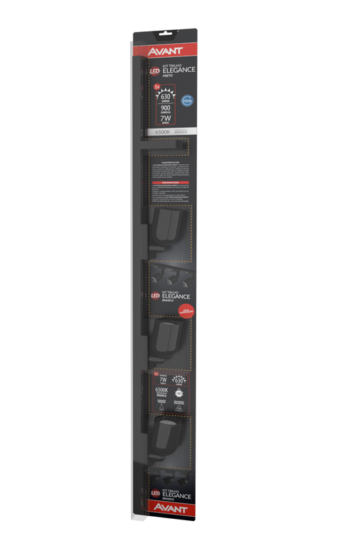 Kit Trilho Elegance Preto 3x7w Led 6500k Avant