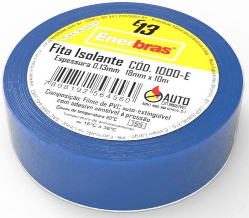 Fita Isolante 10 Metros 18mm Azul Enerbras