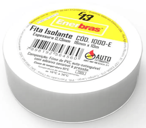Fita Isolante 10 Metros 18mm Branca Enerbras