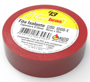 Fita Isolante 10 Metros 18mm Vermelha Enerbras