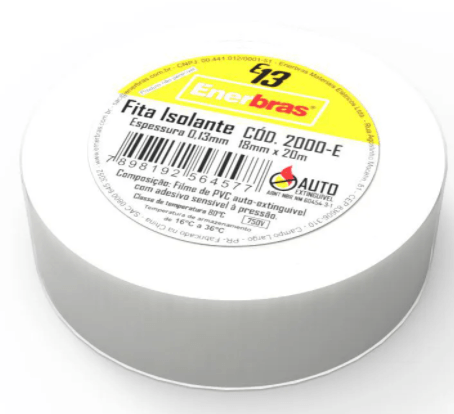 Fita Isolante 20 Metros 18mm Branca Enerbras