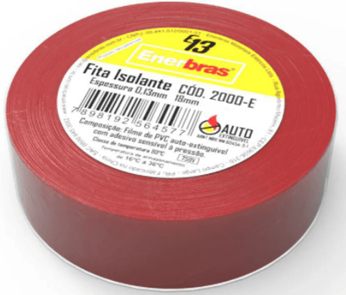 Fita Isolante 5 Metros 18mm Vermelha Enerbras