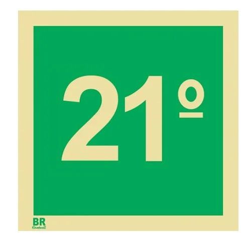 Placa 21º Andar S17 15X15cm Fotoluminescente BRCONTROLL