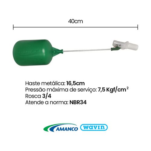 Torneira Boia 3/4 para Caixa D'água Amanco