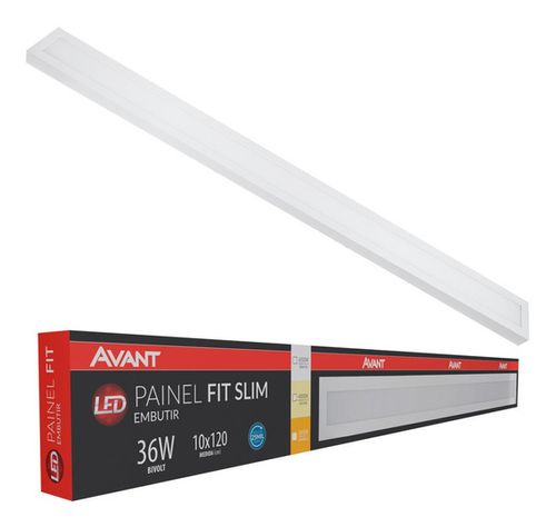 Painel Led Embutir Retangular 18W 3000K Avant