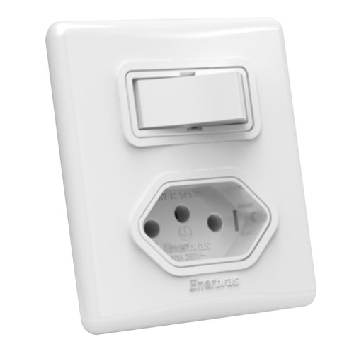 Conjunto Sistema X Tecla Simples+Tomada 10A 2P+T Enerbras