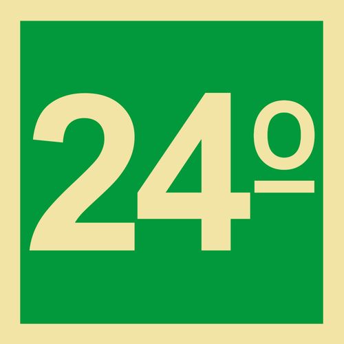 Placa Fotoluminescente 24 Andar S17 15x15cm BR Controll