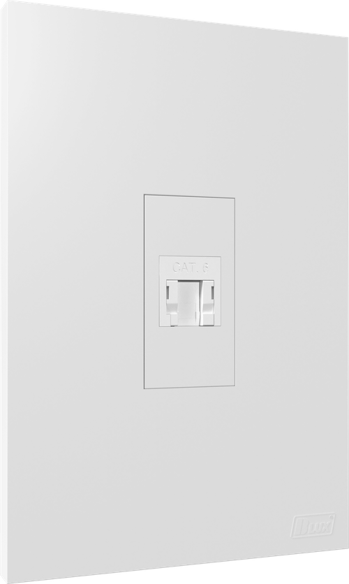 Conjunto Recta Branco 2X4 1 Tomada RJ45 CAT 6 Gloss B-Lux