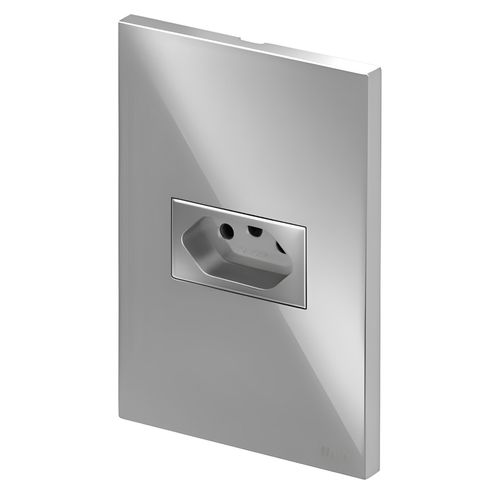 Conjunto Recta Prata 2X4 1 Tomada 10A 2P+T Horizontal Satin B-Lux