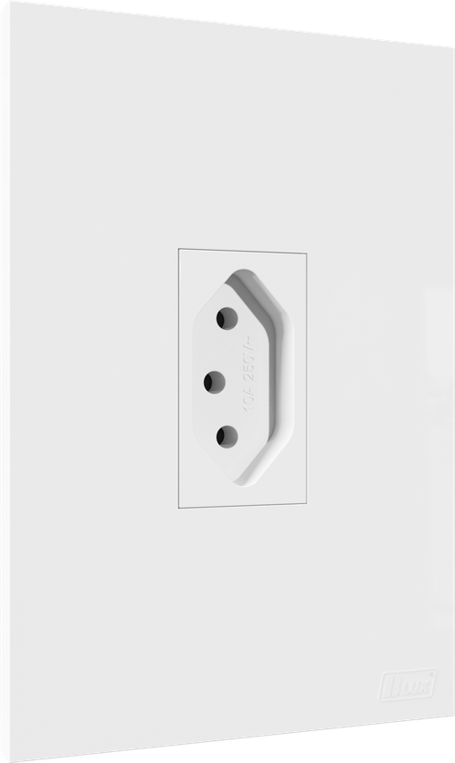 Conjunto Recta Branco 2X4 1 Tomada 10A 2P+T Vertical Satin B-Lux