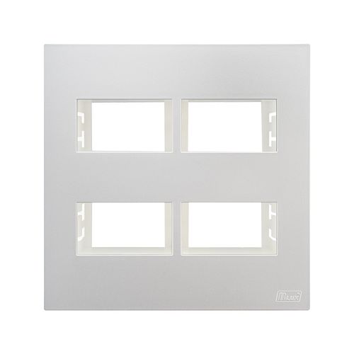 Placa Recta Prata 4X4 2+2 c/Suporte Satin B-Lux