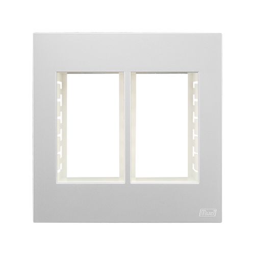 Placa Recta Prata 4X4 3+3 c/Suporte Satin B-Lux