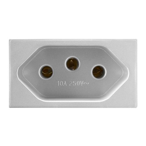 Modulo Recta Prata 1 Tomada 10A 2P+T Satin B-Lux