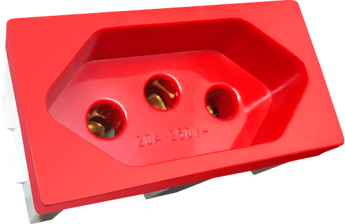 Modulo Recta Branco 1 Tomada 10A 2P+T Vermelha B-Lux