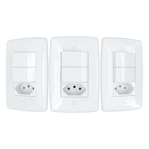 Conjunto Finesse+ Branco 2X4 2 TC Simples + 1 Tom 20A 2P+T B-Lux