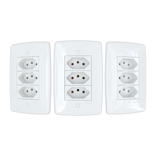 Conjunto Finesse+ Branco 2X4 3 Tomadas 10A 2P+T B-Lux
