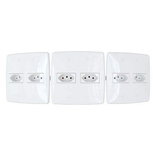 Conjunto Finesse+ Branco 4X4 2 Tomadas 10A 2P+T B-Lux